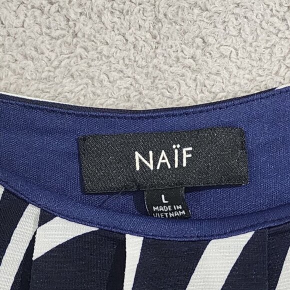 Naif Womens Large Black/White Striped Jumpsuit With Yellow Floral Pattern - Picture 4 of 8